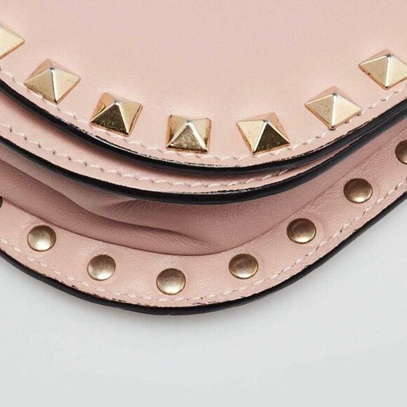 Valentino Pink Leather Rockstud Mini Saddle Crossbody Bag - Picture 4 of 10